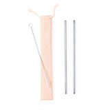 Набор KALUX: коктейльные трубочки (2шт) и ершик в чехле, 3,5х24,5см, нержавеющая сталь, хлопок